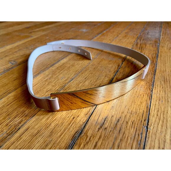 B-LOW THE BELT Tan Leather Waist Belt w/Gold Plate sz S/M - Picture 5 of 14